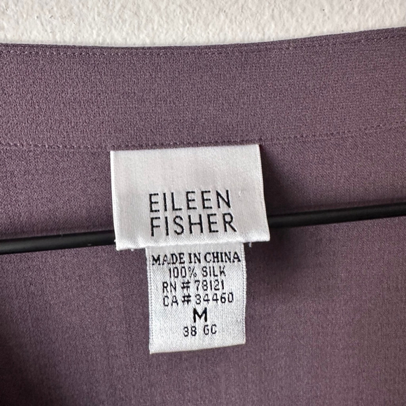 Eileen Fisher 100% Silk Open Front Single Button Jacket Top Mauve Purple M - Picture 4 of 6